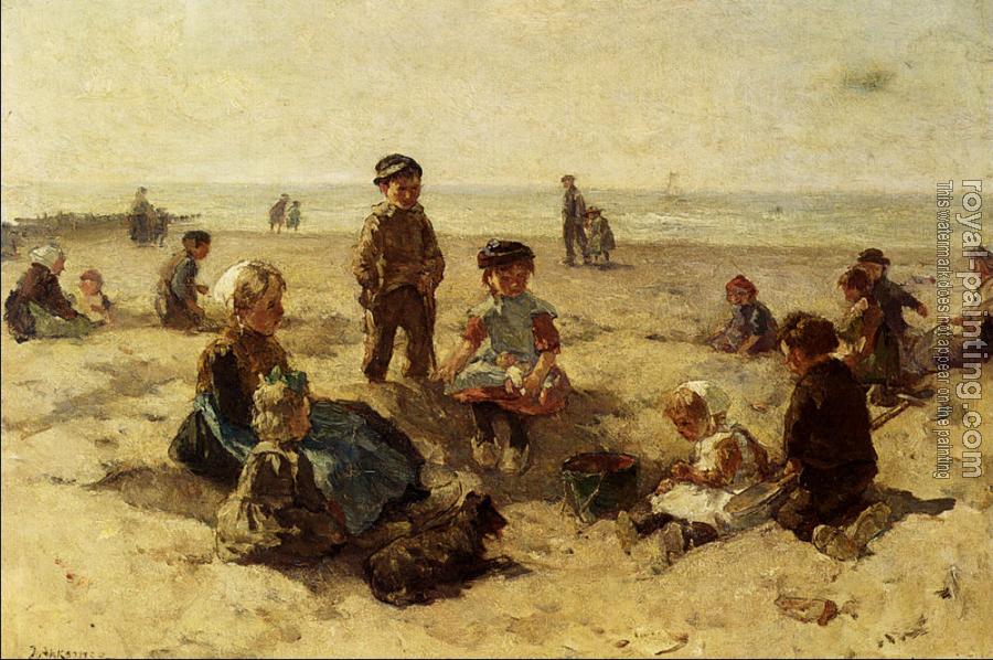 Johannes Evert Akkeringa : Children Playing On The Beach